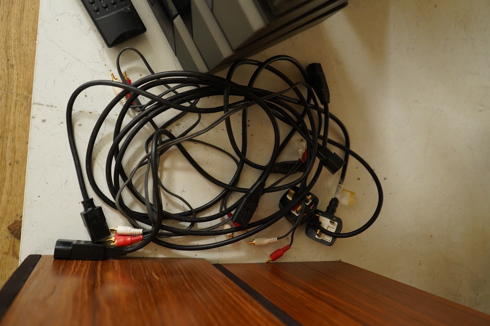 Four Quad Electroacoustics Ltd. stereo separates; a Quad 306 Power Amplifier, serial no. Q024306, a Quad 66 Preamplifier, a Quad 67 CD Player with remote control and a Quad 66 FM Tuner